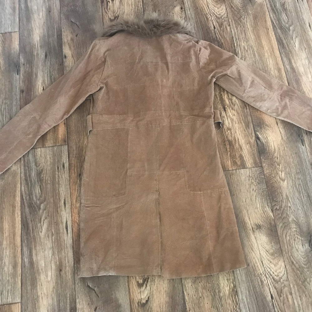 Rue21 Women Jacket Genuine Leather Faux Fur Brown - Picture 6 of 8